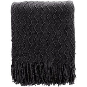 HOME Black Throw Blanket for Couch, Boho Throws for Home Decor, Soft